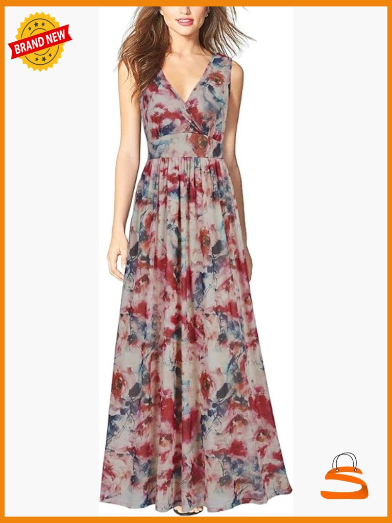 Sleeveless Deep V Neck Mesh Sheer Long Maxi Dress